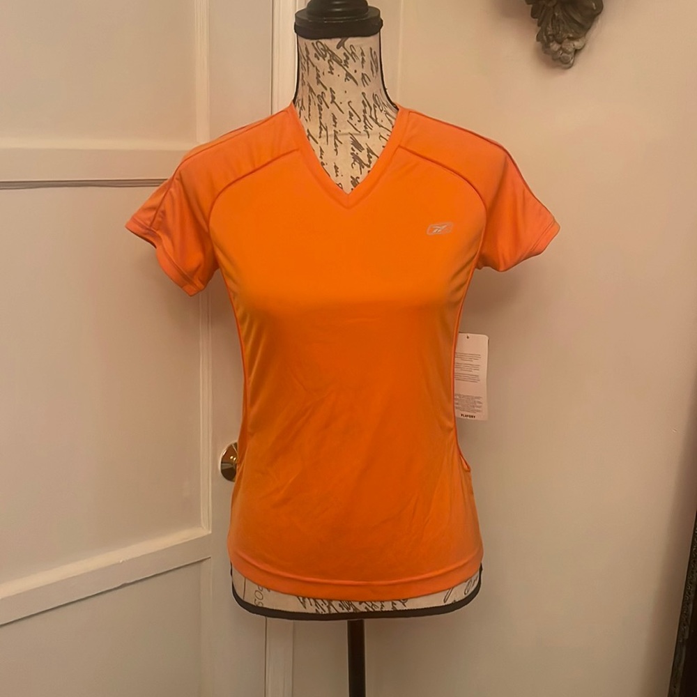 NWT Reebok playdry orange v neck